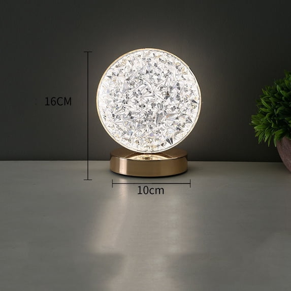Luxury Crystal Table Lamp with Metal Base – Star/Moon/Square/Shape Options, USB Powered Decorative Night Light for Bedroom