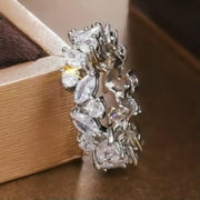 Luxury Cubic Zircon Jewelry Band 925 Silver Ring Women Wedding Ring Sz 6-10