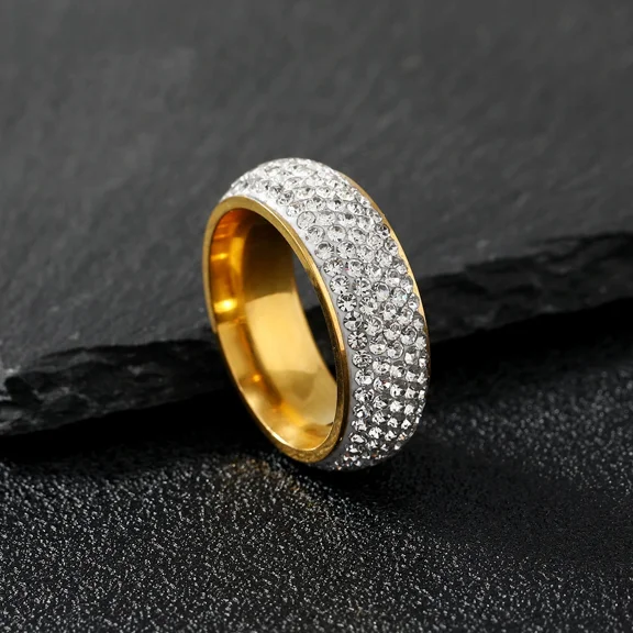 Luxury Cubic Zirconia Ring For Women Men 14K Yellow Gold Iced Out CZ Wedding Engagement Rings Trendy Jewelry J136