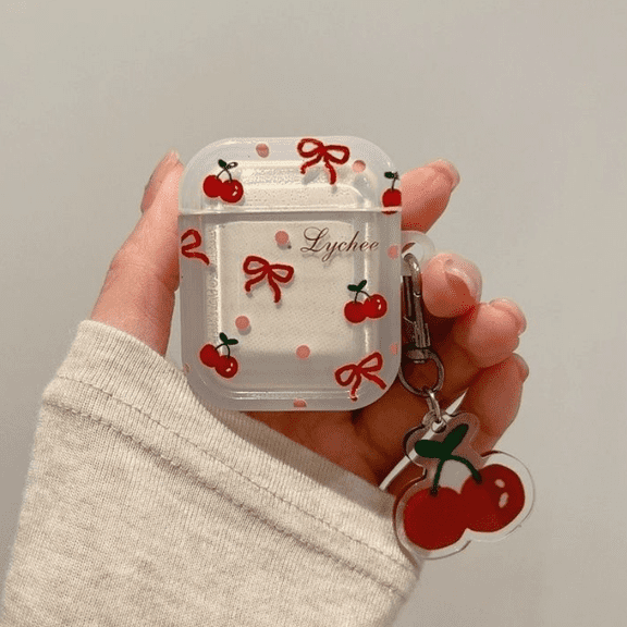 Luxury Cute Bow Cherry Earphone Case For Apple Airpods 4 3 Pro 2 Cover With Charm Silicone Headphone Charging Cases For Airpods