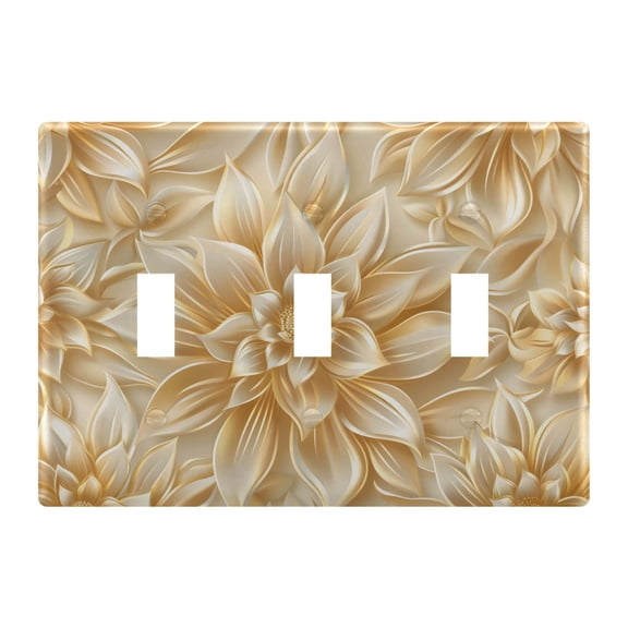 Luxury Dahlia Flower Light Switch Plate Covers 3 Gang Wall Plate Plastics Outlet Covers for Kitchen Home Office Decor