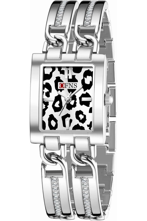 Luxury Dainty Women’s Bracelet Watch, Fashion Square Quartz Watch for Women with Leopard Print or Denim Pattern Dial, Elegant Dress Waterproof Ladies Jewelry Analog Wristwatch