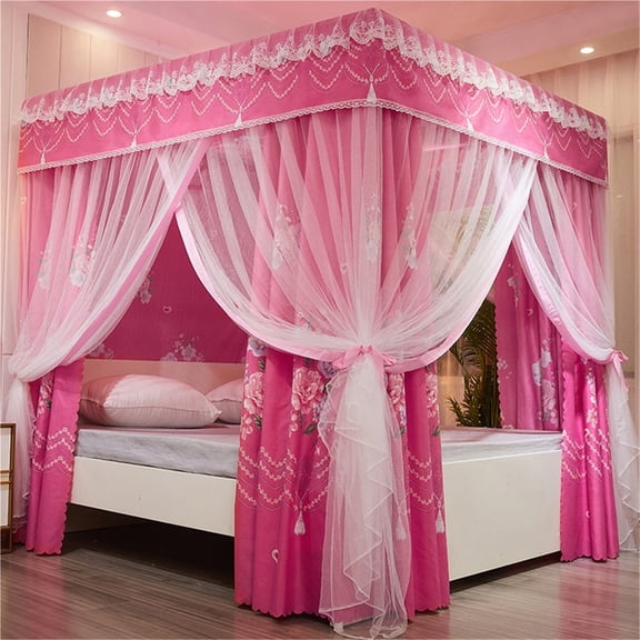 Luxury Decorative Bed Canopy, Encrypted & Thickened 360° Protective Bed Screen with Stable Mounting Bracket, for Bedroom Home Decoration & All-Round Protection