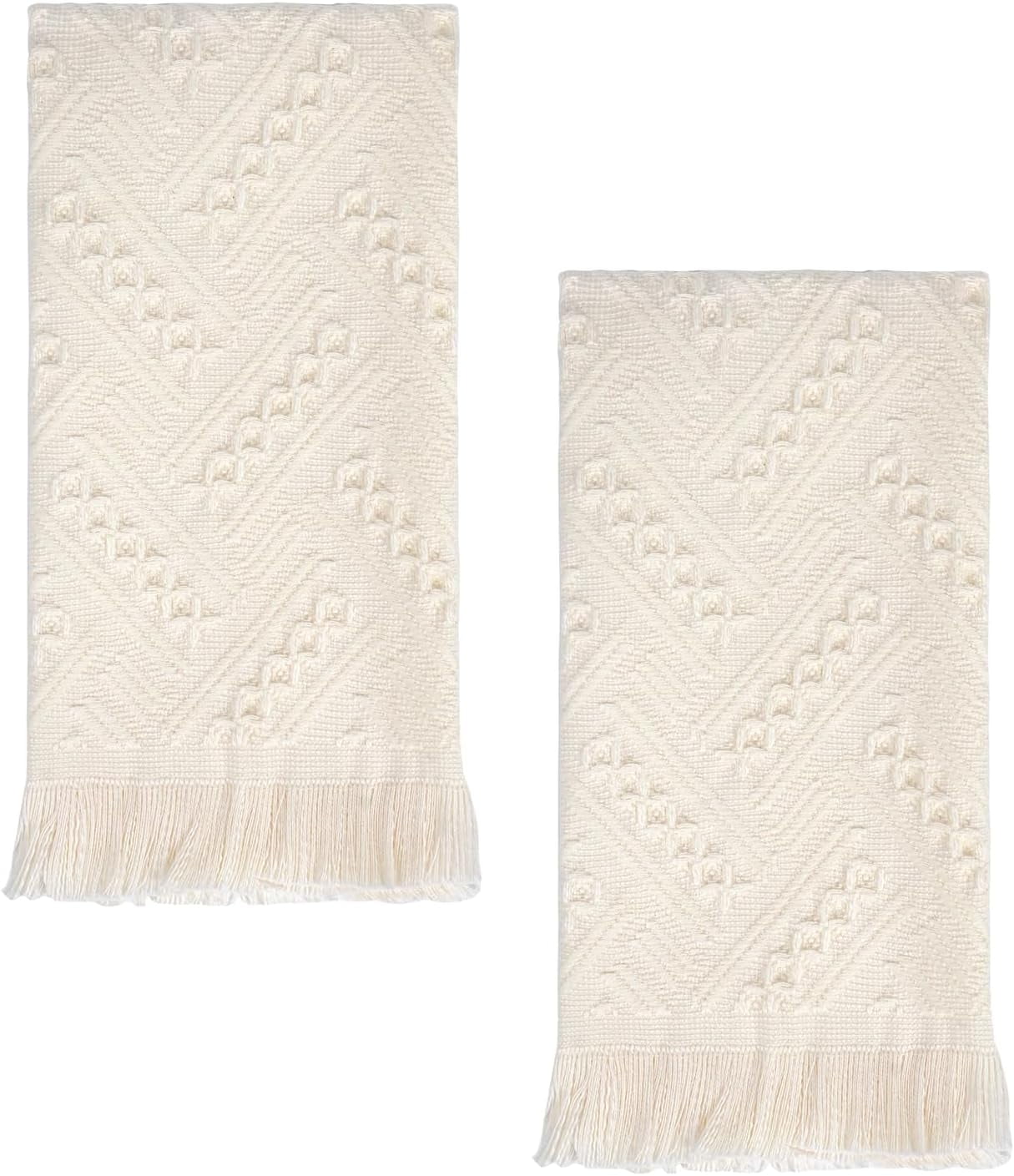 Luxury Decorative Hand Towels Bathroom: 2 Packs 14X30 100% Cotton Turkish Absorbent Soft Face Towel Set for Boho Bathroom Decor Kitchen Hotel Spa Farmhouse Guest Tea Gift (Cream White, 14"x30") - Walmart.com