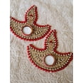 thumbnail image 1 of Luxury Decorative Tea Light Candle Holder Set – Traditional Diya Style with Beads & Stones for Home Décor, Festivals & Weddings (Set of 2) Red, 1 of 1