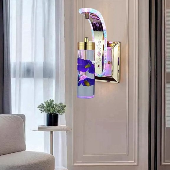 Luxury Decorative Wall Lamp Acrylic Lampshade Wall Lamp Nordic Corridor Beautiful Flower Chandelier Noble Violet