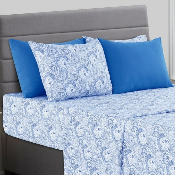 Luxury Deep Pocket 6 Piece Bed Sheet Set 1800 Series Hotel Comfort Paisley Sheet