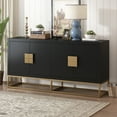 thumbnail image 1 of Luxury Designed Storage Cabinet with Square Gold Plated Handle, Buffet Cabinet with Adjustable Shelves, Sideboard Cabinet with Unique Metal Legs for Living Rooms, Corridors, Black, 1 of 7