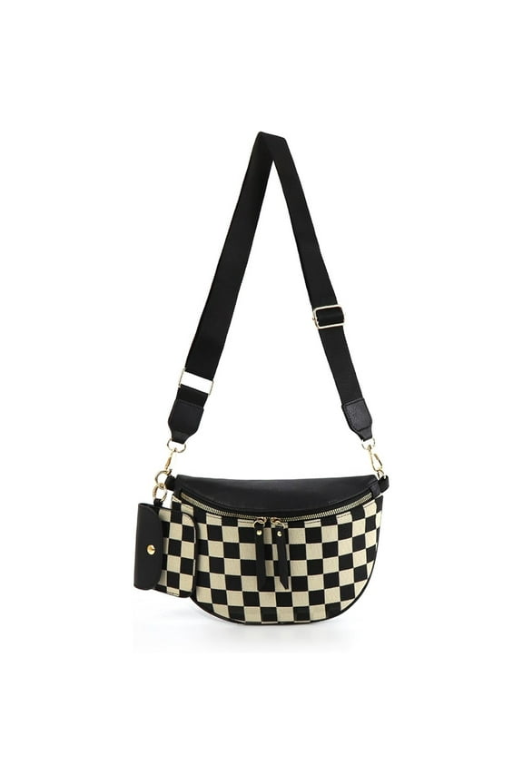 Luxury Designer Bum Bags for Women with small bag Checkered Crossbody Fanny Packs PU Leather Cross Body Bum Purse Belt Bag Bumbags for Work Shopping Daily