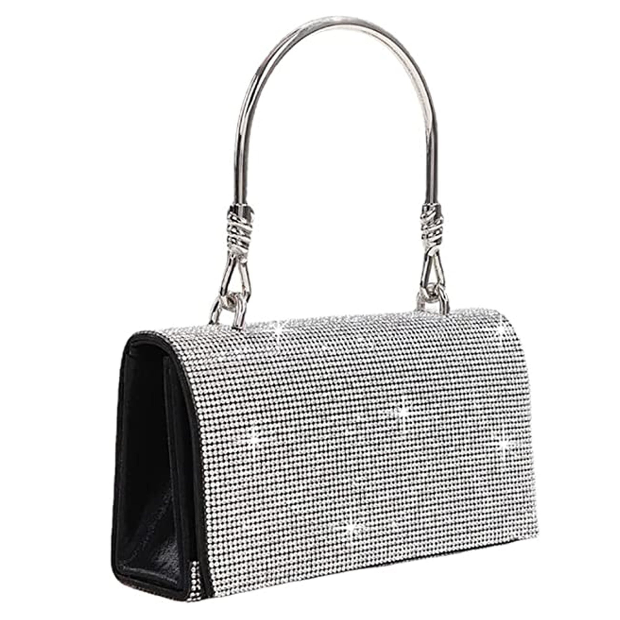 Luxury Designer Handbag Rhinestones Evening Bags Shoulder Bag Ladies Dinner  Party Clutch Purses and Handbags,Silver