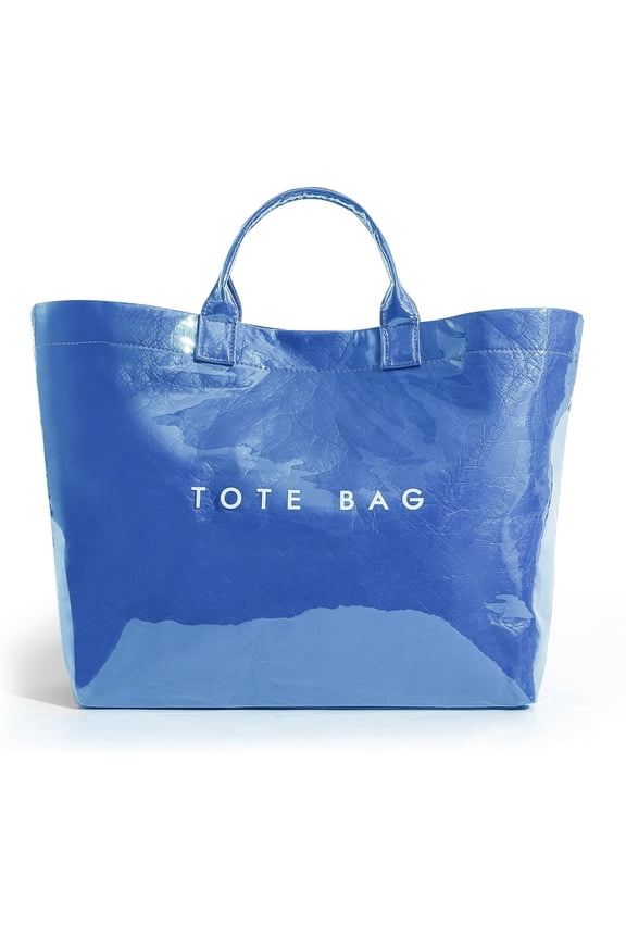 Luxury Designer  PVC Tote Bag for Women Large Clean Plastic Tote Bag Beach Bag for  Shopping Work Travel Letter Print Kraft Paper Carry All Hobo Handbag Shoulder Bag