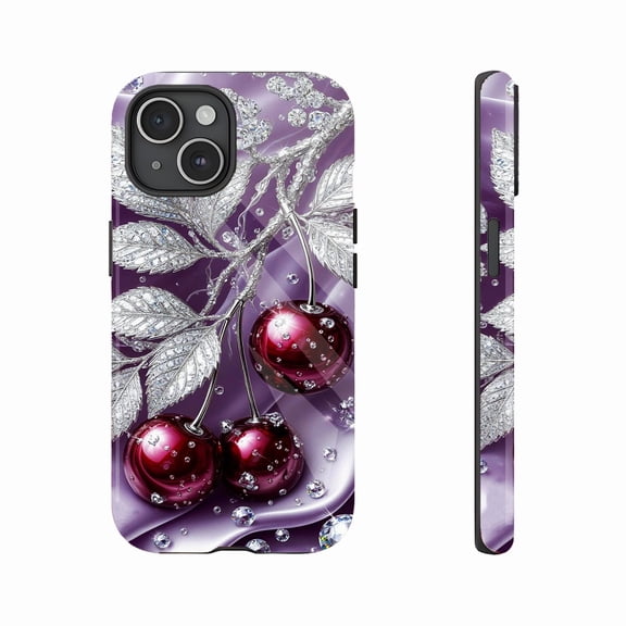 Luxury Diamond Cherry Phone Case for Women Men, Shimmering Bling Design Compatible with iPhone 11/12/13/14/15/16 (Pro Max/Plus)