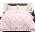 thumbnail image 1 of Luxury Diamond Ruffle Duvet Cover 5 Piece Set with Zipper, 400 Thread Count & 100% Egyptian Cotton, Luxury Design and Quilts Protector with Pillowcases - Pink Solid, Super King Plus Size., 1 of 5
