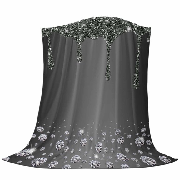 Luxury Diamond Throw Flannel Blanket Shinning Grey Gradient Modern Art Super Soft Cozy Bed Blanket, Lightweight Plush Fuzzy Bed Throw for Bedroom Sofa Couch Living Room 30x40In,