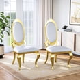 thumbnail image 1 of Luxury Dining Chairs Set of 2, Oval Back PU Upholstered Chairs with Stainless Steel Cabriole Legs, Dining Chairs for Kitchen, Living Room, Office, 1 of 6