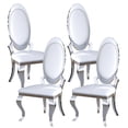thumbnail image 1 of Luxury Dining Chairs Set of 4, Oval Back PU Upholstered Chairs with Stainless Steel Cabriole Legs, Dining Chairs for Kitchen, Living Room, Office, 1 of 7