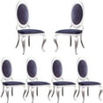 thumbnail image 1 of Luxury Dining Chairs Set of 6, Oval Back Velvet Upholstered Chairs with Stainless Steel Cabriole Legs, Dining Chairs for Kitchen, Living Room, Office, 1 of 7
