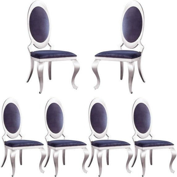 Luxury Dining Chairs Set of 6, Oval Back Velvet Upholstered Chairs with Stainless Steel Cabriole Legs, Dining Chairs for Kitchen, Living Room, Office