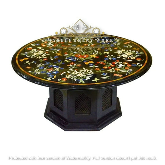 Luxury Dining Table Top, Hallway Furniture, Center Table Top, Kitchen Slab, Console Table, Outdoor Bar Table - Pietra Dura Mosaic Art-48 Inch