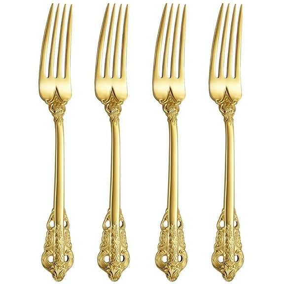 Luxury Dinner Fork, Set of 4, 18/10 Stainless Steel, 8 Inches, Dishwasher Safe, Mirror Polished, Silverware Fork Set (Silver)