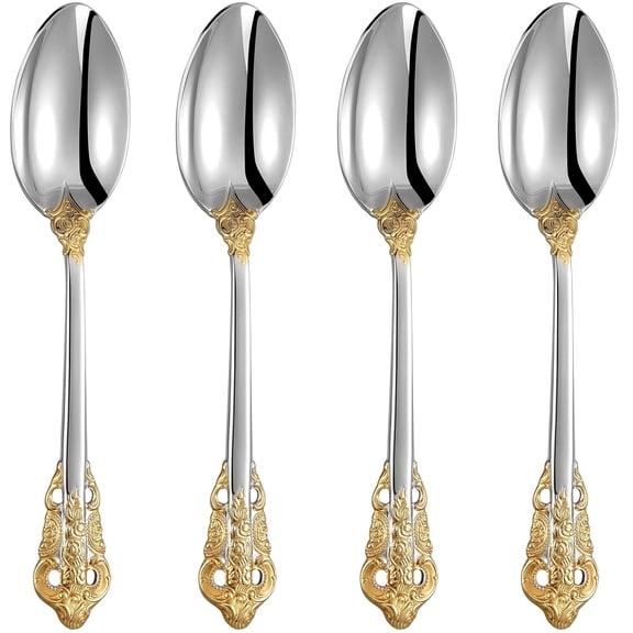 Luxury Dinner Spoon, Set of 4, 18/10 Stainless Steel Tablespoons, Silverware Spoon Set, Mirror Polished, 7.8 Inches (Silver)
