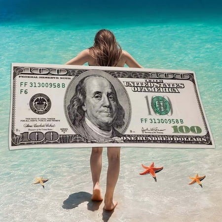 Luxury Dollar Bill Print Beach Towel - Super Absorbent 35x70 Inches Bath Towel, Quick Dry for Pool/Spa/Swimming, Sand-Resistant Travel Gift (Money Design)-Color B