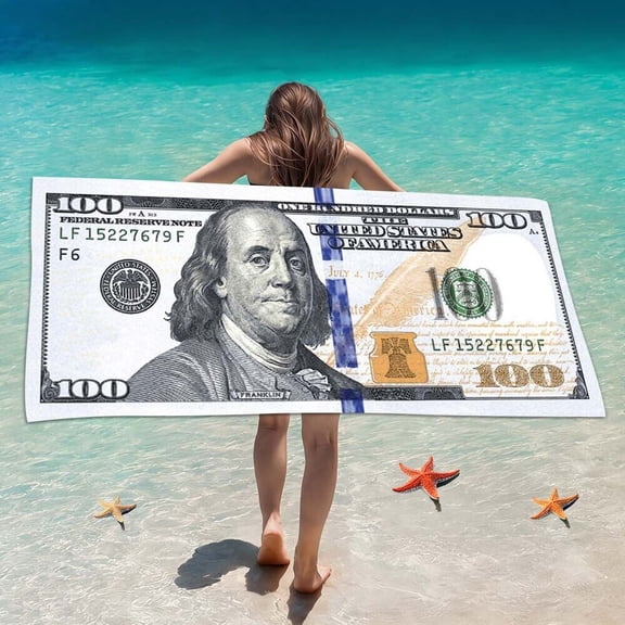 Luxury Dollar Bill Print Beach Towel - Super Absorbent 35x70 Inches Bath Towel, Quick Dry for Pool/Spa/Swimming, Sand-Resistant Travel Gift (Money Design)-Color A