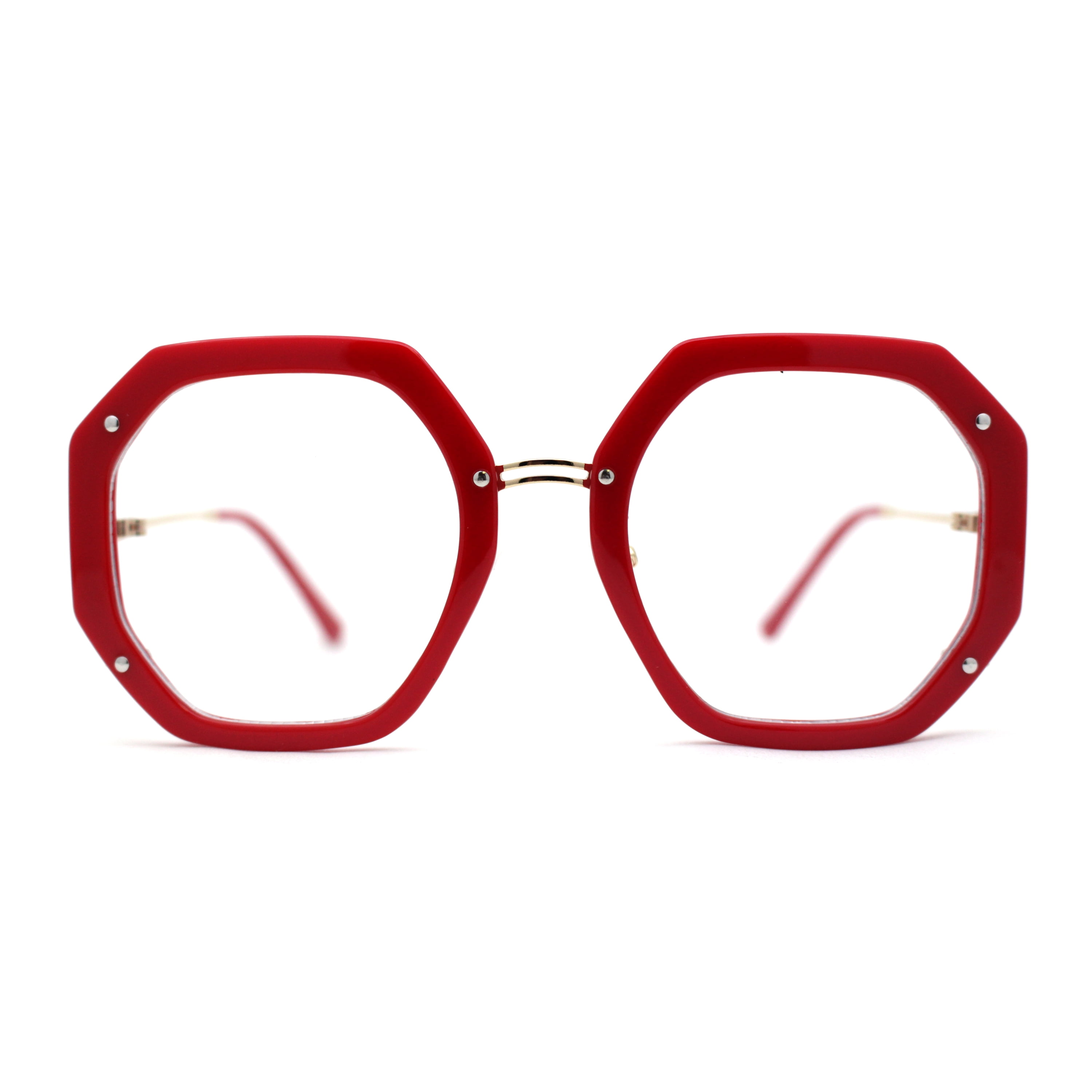 Luxury Double Rim Octagonal Blue Light Blocking Computer Eyeglasses Red ...