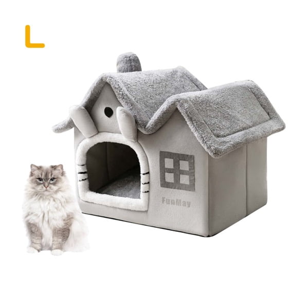 Luxury Indoor Foldable Pet House for Small & Medium Dogs & Cats, 30D High Elastic Memory Foam, Arctic Velvet Cover, Removable Roof & Cushion, Machine-Washable, Non-Slip Base, Rabbit-Shaped Kennel Bed