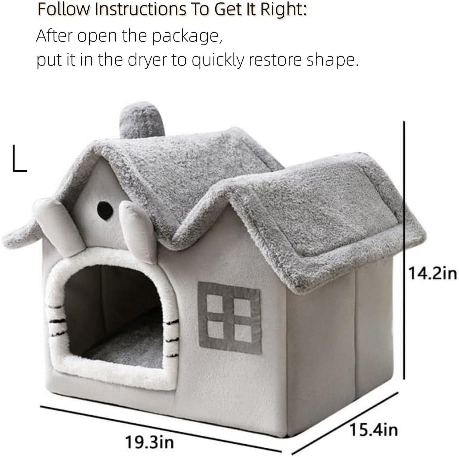 Luxury Double Roof Indoor Dog House  Nest, Foldable Warm Soft Kennel with Removable Cushion and Non-Slip Bottom