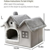 Luxury Double Roof Indoor Dog House  Nest, Foldable Warm Soft Kennel with Removable Cushion and Non-Slip Bottom ( L)