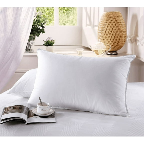 Luxury Down Filled Medium-Firm Pillow, 500 Thread Count 700 Fill Power (Single)- Standard/Queen