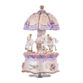 thumbnail image 1 of Luxury Dream 3-Horse Rotating Carousel Merry-go-round Windup Music Carousel with Colorful Color Change LED Luminous Light Melody of Castle in the Sky Artware Birthday Valentine Gift, 1 of 8