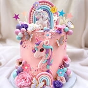Luxury Dreamy Unicorn Cake Decoration Set - Magical Rainbow & Glamorous Elements for Themed Parties