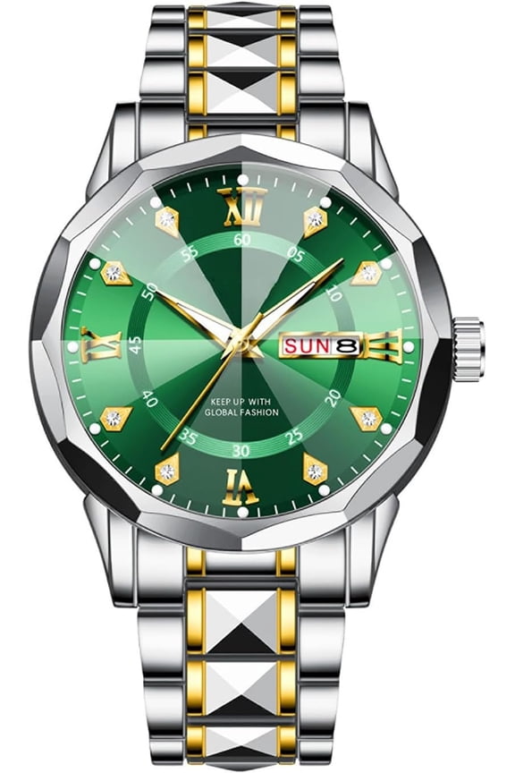 Luxury Dress Men's Business Watches Quartz Stainless Watch Steel  Luminous Date Two Tone Wrist Watch