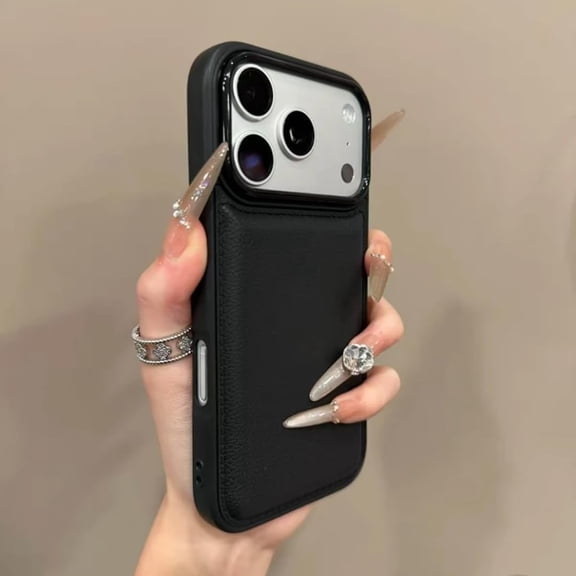Luxury Drum Cortex Plain Phone Case for iPhone 11 12 13 14 15 16 17 Pro Max Plus 17 Air Shockproof Bumper Cases Cover(for iPhone 14 Pro/Black)