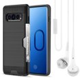 thumbnail image 1 of Luxury Dual Layer Hybrid Wallet Case for Galaxy S10 (Black) w/ Credit Card ID Slot Holder & Deluxe Stereo Hands-Free Headset - Ultra Lightweight w/ Button Covers, Shock Absorption, Raised Lip Guard, 1 of 12