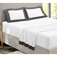 thumbnail image 1 of Luxury Dual Tone Sheet Sets of 4 Piece, 100% Egyptian Cotton 15" Deep Pockets, Two-Tone Color Long Staple Cotton Bedding Sets 400TC Soft & Breatheable - Dark Grey & White Solid, King Size., 1 of 5