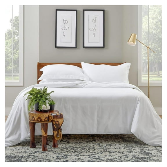 Luxury Duvet Cover Set 3-Piece - Blend of Rayon Derived from Bamboo - Ultra Soft Bedding - Zippered Comforter Protector, includes 2 Pillow Shams (Full/Queen, White)