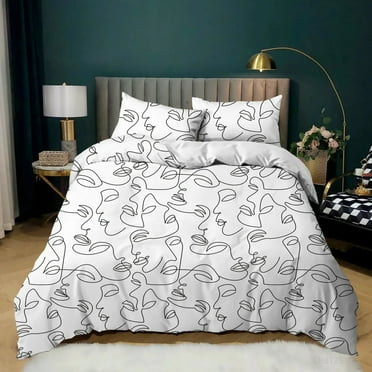Luxury Duvet Cover Set King//Full/Twin Size 2/3 Pcs Soft Lightweight Black and White Bohemian Bedding Sets for Boys