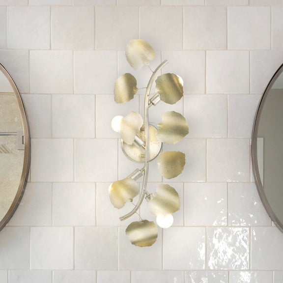 Luxury Eclectic Wall Sconce, Small Size: 24.5''H x 4.375''W, with Glam Style Elements, Gilded Silver Finish, UHP4996 from the Hervey Collection by Urban Ambiance
