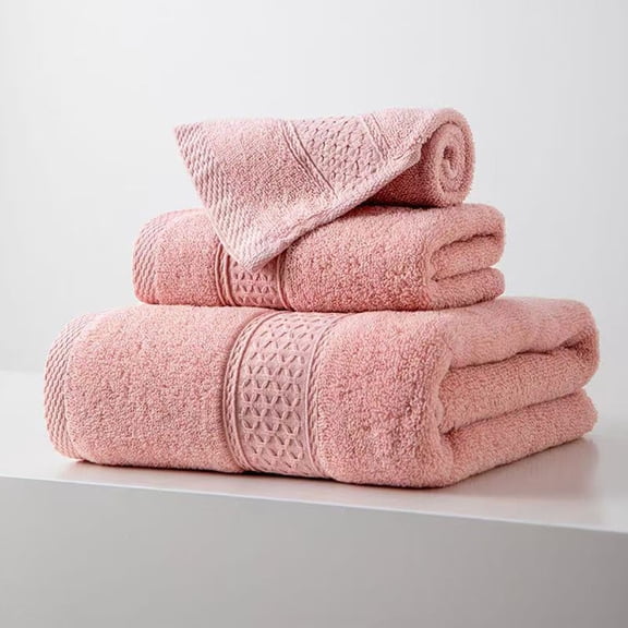 Muddy Cat Towels Luxury Bath Towel Set of 3 Pieces, 100% Turkish Cotton, Ultra Soft & Highly Absorbent for Everyday Use, 1 (700GSM) Bath Towels, 1 Hand Towels, 1Washcloths,Light Pink