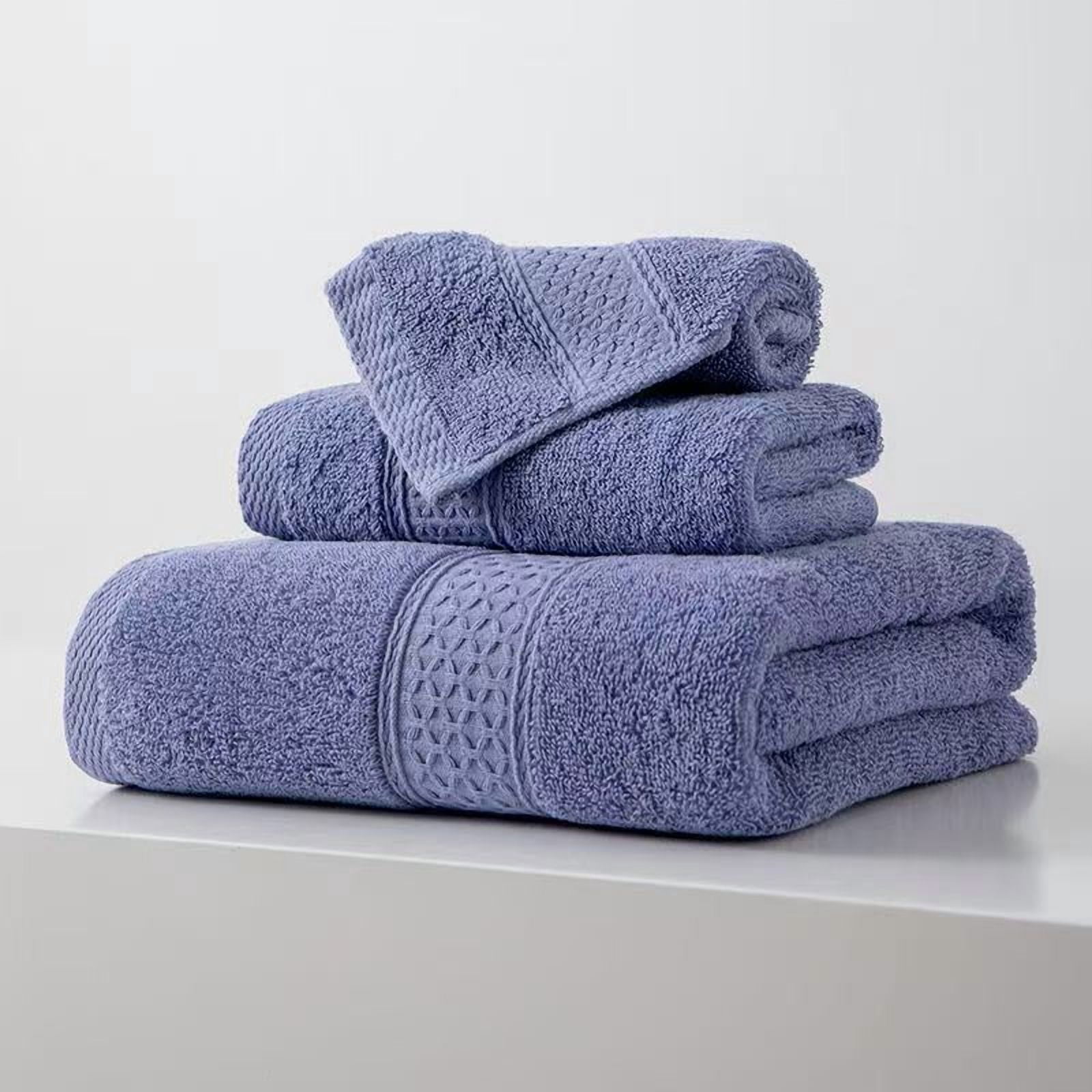 Muddy Cat Towels Luxury Bath Towel Set of 3 Pieces, 100% Turkish Cotton, Ultra Soft & Highly Absorbent for Everyday Use, 1 (700GSM) Bath Towels, 1 Hand Towels, 1Washcloths，Blue purple