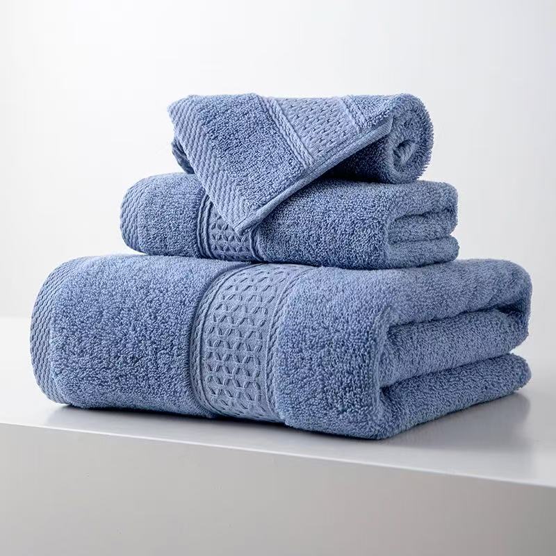 Muddy Cat Towels Luxury Bath Towel Set of 3 Pieces, 100% Turkish Cotton, Ultra Soft & Highly Absorbent for Everyday Use, 1 (700GSM) Bath Towels, 1 Hand Towels, 1Washcloths，Dusry Blue