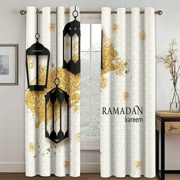 Luxury Eid Ramadan Thin Drapes Curtains 2 Panels Islamic Traditional Design Living Room Bedroom Home r Curtain