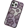 thumbnail image 1 of Luxury Electroplated Flower Glitter Transparent Silicone Shockproof Case for iPhone Compatible with iPhone 13, Purple, 1 of 8