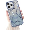 thumbnail image 1 of Luxury Electroplated Geometric Glitter Bling 3D Cube Diamond Soft Shockproof Case Compatible with iPhone 14 Pro, Blue, 1 of 9