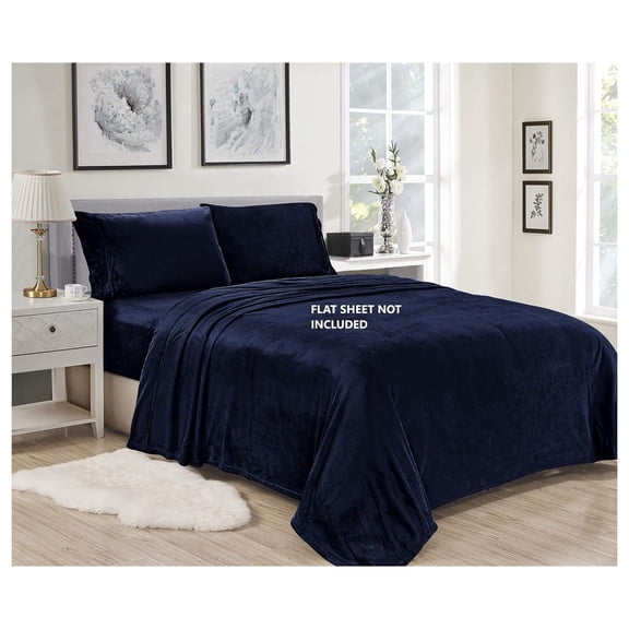 Luxury Elegance 2 Piece Size Extra Soft Velvet Touch Microplush Sheet Set - Navy