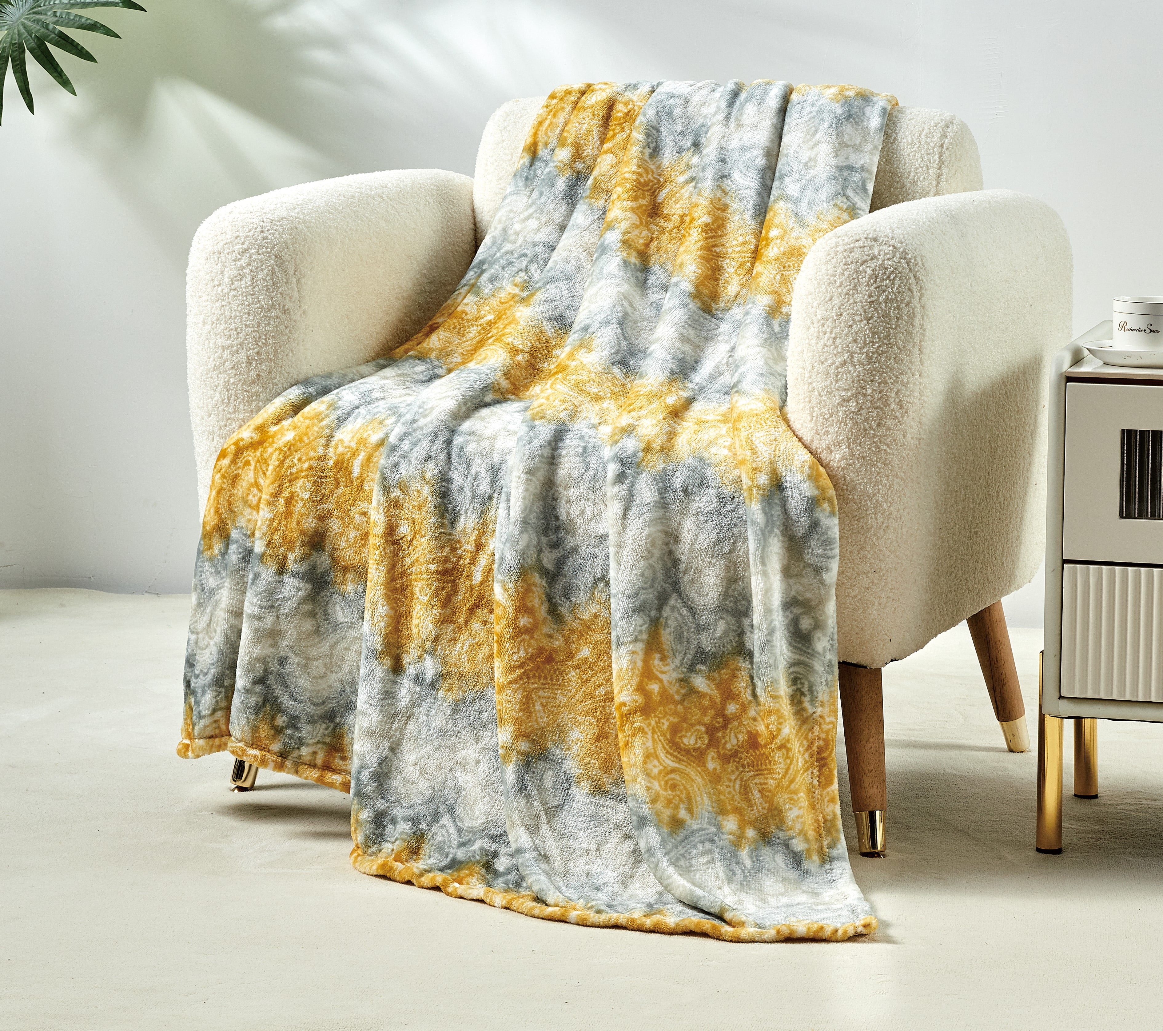 Grey and gold throw blanket new arrivals