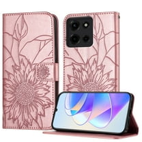 Luxury Embossed Floral Wallet Case for Motorola Moto G Power 5G 2025, PU Leather TPU Flip Cover with Card Slots Kickstand Magnetic Closure Shockproof Full Body Protection for Women&Girls,Rosegold